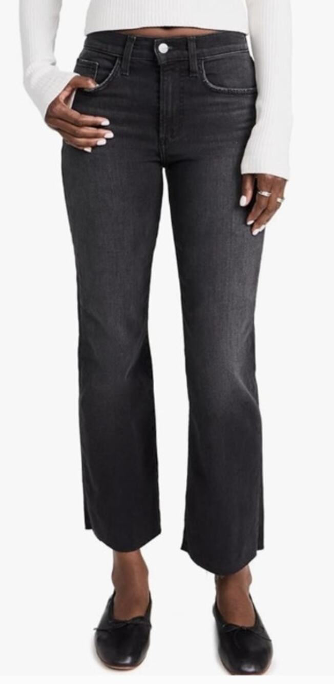 Joes Mid Rise Straight Leg Tapered Mom Jeans Raw Hem Black 26